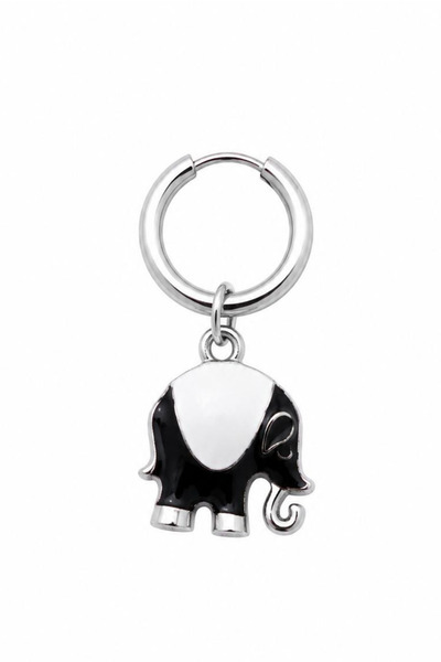 Blisse Piercing Unisex Silver Color Surgical Steel Dangle Enamel Elephant Fig...