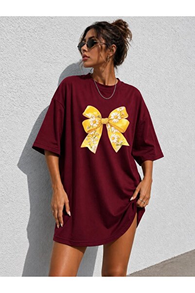classy moda Tricou tunică extra lungă, supradimensionată, cu imprimeu cu pang...