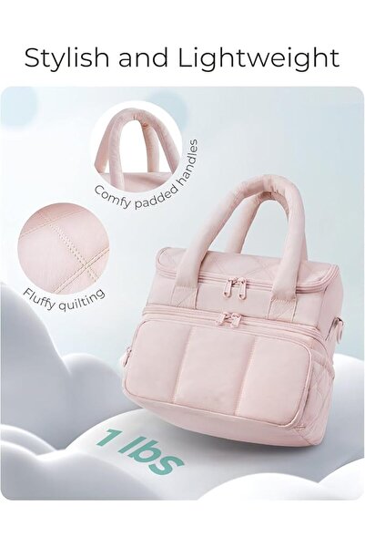 Telfun Lunch Bag Women, Double Deck Insulated Lunch Box, Quilted Puffer Lunch...