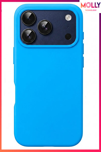 Molly iPhone 17 PRO MAX İçin Gökyüzü Mavisi Liquid İçi Kadife Mat Silikon Kılıf