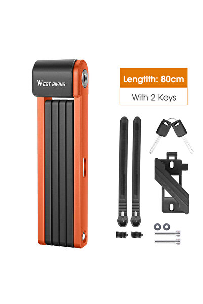 Choice1 0705080 Orange WEST BIKING Foldable Bicycle Lock Anti-theft MTB Road ...