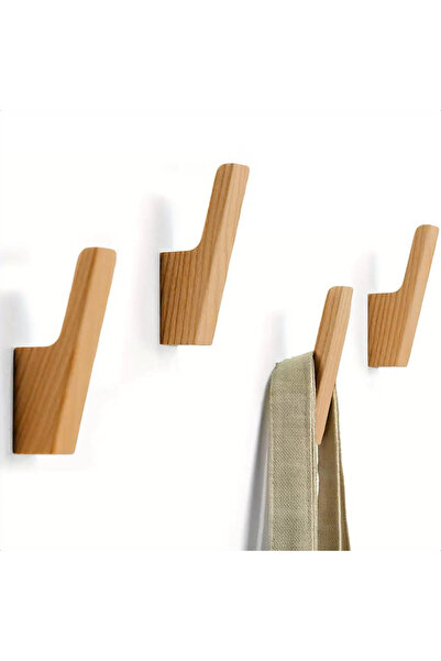 STARSTAR 4-piece set of wooden coat hooks, wall-mounted, suitable for hanging...