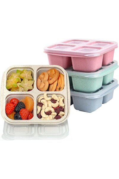 STARSTAR Four-Piece Snack Box Set Lunch Bento Divided Salad Four-Compartment ...