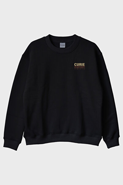 lofux Curie Scientific Quote Black Crew Neck Sweatshirt