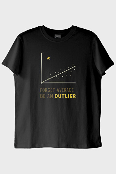lofux كن لا تُنسى: تي شيرت أسود بسيط مع رسالة Be an Outlier
