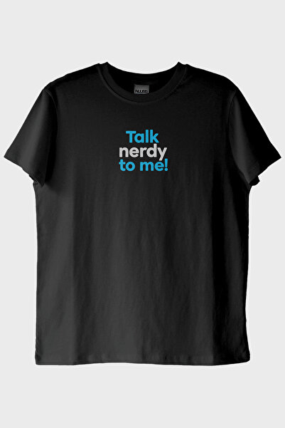 lofux Talk Nerdy to Me Black T-Shirt