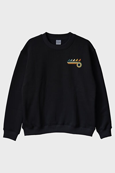 lofux Retro Birds Black Crew Neck Sweatshirt