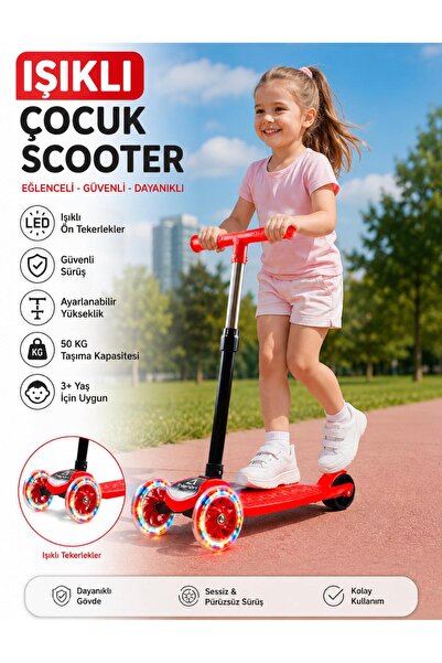 Genel Markalar POLYAP Katlanabilir LED Işıklı Scooter | Ayarlanabilir Yüksekl...