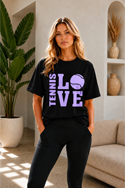 VODEXA Unisex Oversize Tennis Printed T-Shirt 100% Cotton Tennis Themed Comfo...
