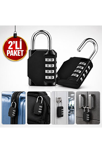 MultiZone Padlock 2-Pack Durable Combination Pack Carbon Steel 4 Digit Luggag...