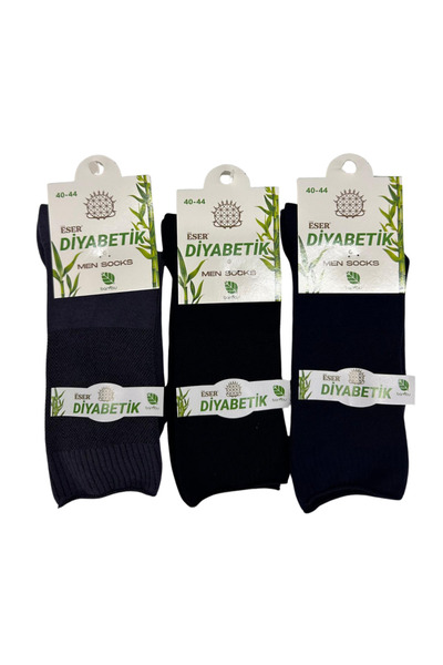 Eser Çorap Unisex Bamboo Diabetic Socks 6-Pack (Black-Navy Blue-Anthracite)