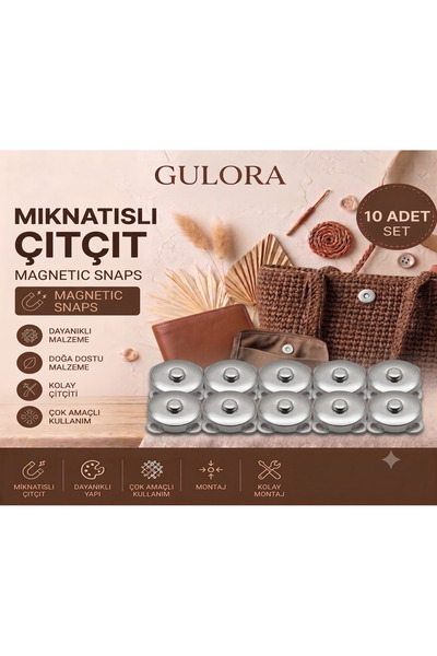 gulora Magnetic Snap Buttons Sewable Silver (10 Pieces)