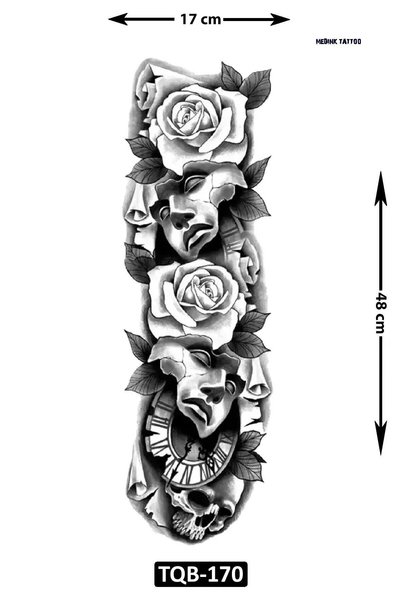 Attach TQB-170 MASKELER VE GÜLLER DESEN GEÇİCİ KOL DÖVMESİ-TATTO