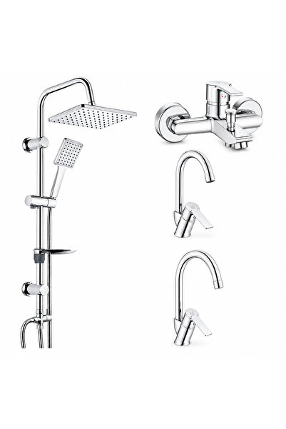 AR E.C.A Lite Bathroom Faucet + Lite Kuğu Sink Faucet + Lite Eviye Faucet + T...