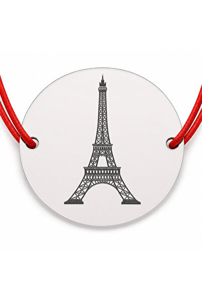 Simoshop Brățară argint 925 cu bănuț Turnul Eiffel, șnur reglabil — cadou pen...