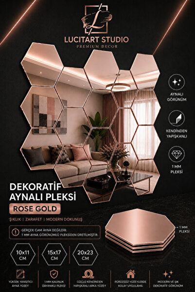Arıkoğlu Reklam ve Yapı LucitART Aynalı Pleksi Petek Duvar Dekoru | Kendinden...