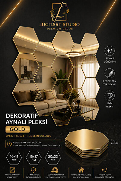 Arıkoğlu Reklam ve Yapı LucitART Aynalı Pleksi Petek Duvar Dekoru | Kendinden...
