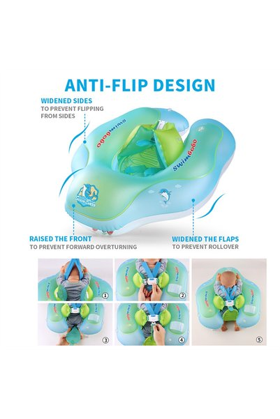 Anchora Inflatable Baby Swim Float with Detachable Canopy – Anti-Tip Design & Safety Harness