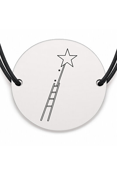 Simoshop Brățară argint 925 cu bănuț gravat scara catre stele, șnur negru reg...