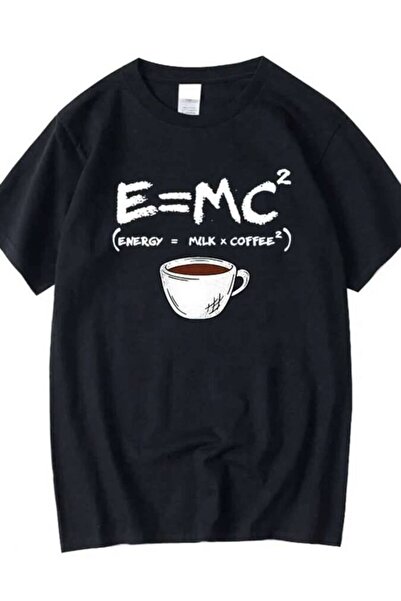 k222 تي شيرت رجالي 100% قطن كاجوال بطباعة مضحكة Energy=Milk+Coffee فضفاض برقب...