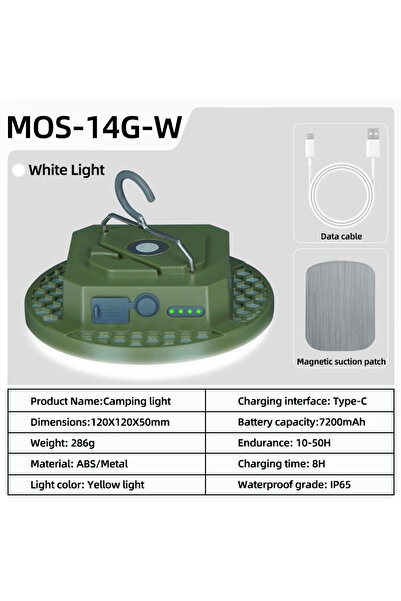 Choice4 MOS-14-G-White MOSLIGHTING Camping Light Rechargeable Lantern Portabl...