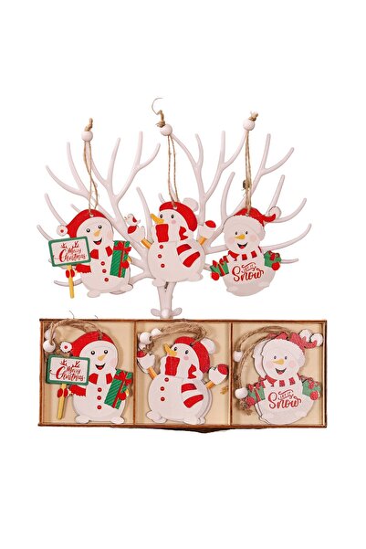 Rao Set 9 Decoratiuni de Craciun din Lemn, cu Snur pentru Agatare in Brad, Mo...