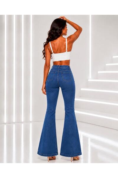 Pubi - Pantaloni de damă cu talie înaltă, tip Spanish Paça Jean