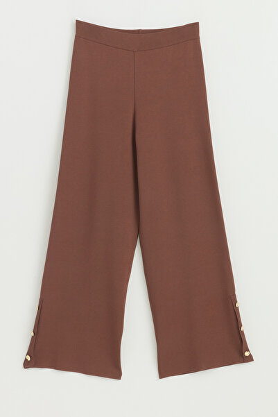 Nihan Garnili Buttoned Knitwear Trousers Tunic Set - Brown