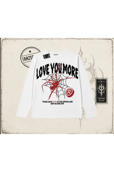 Tarzsokak Unisex majica s dugim rukavima i okruglim izrezom, bela, "Love You ...