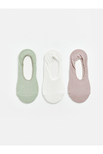 LC Waikiki Rmz Gi̇yi̇m Farkiyla Embroidered Women's Ballerina Socks 3-Piece Set