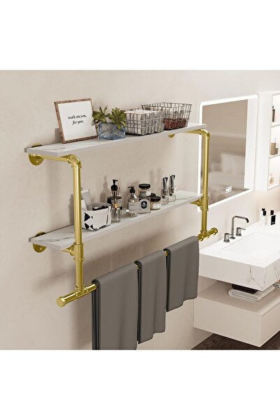 WISFOR Pipe Clothes Rail with Shelf Wall Mounted Pipe Clothing Rack Wall Hang...