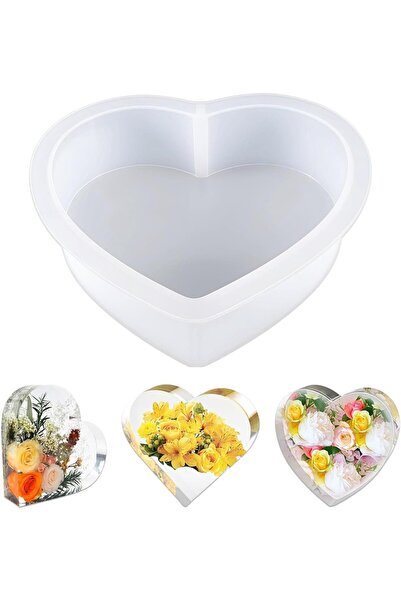 STARSTAR Large Silicone Heart-Shaped Resin Mold for Epoxy Crafts, Flower Pres...