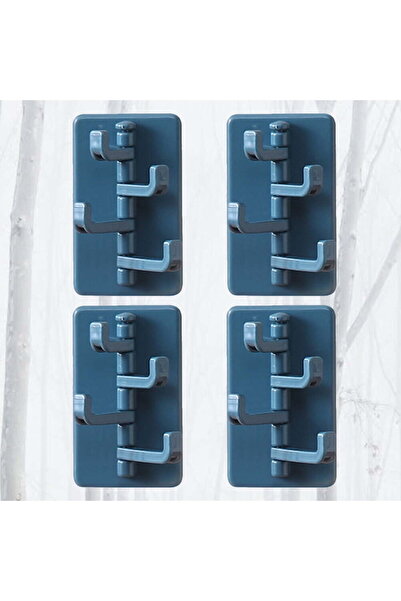 STARSTAR Four-piece wall-mounted plastic coat hook set, 4-hook design, 180-de...