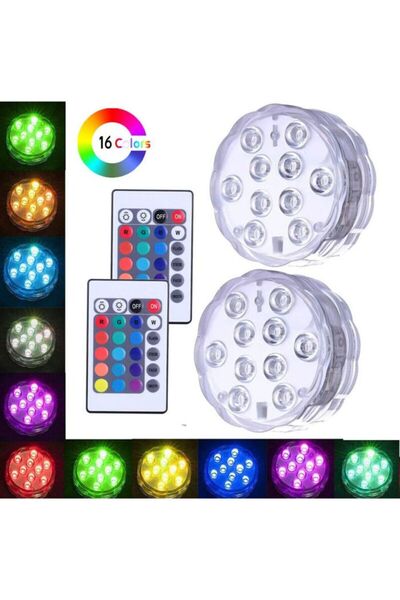 STARSTAR Two submersible LED lights, IP68 waterproof, with remote control, RG...