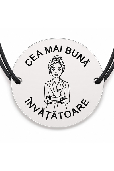Simoshop Brățară argint 925 cu bănuț gravat doamna învățătoare cu mărul pe ca...
