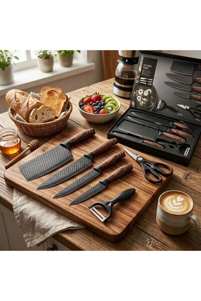 Klyte 6-Piece Kitchen Knife Set with Scissors & Peeler, Ultra-Sharp Chef Kniv...
