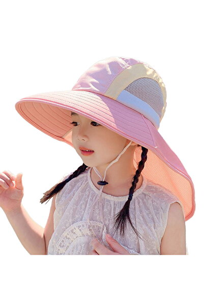 STARSTAR Summer sun hat for girls, wide-brimmed bucket hat with flip-up colla...