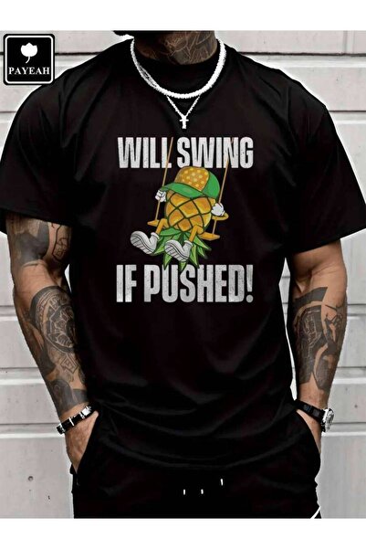 NOURAM تي شيرت PAYEAH Pineapple Swing، أسود - (قطعة واحدة) 100% قطن ثقيل 220 ...