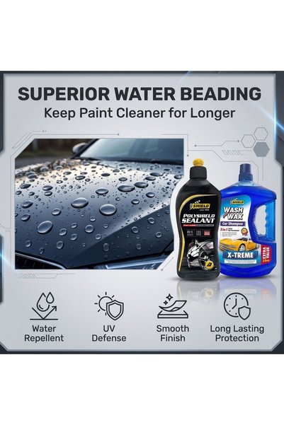 SHIELD Wash & Seal Duo - Wax Shampoo + Polyshield Paint Sealant-Bundle of 2
