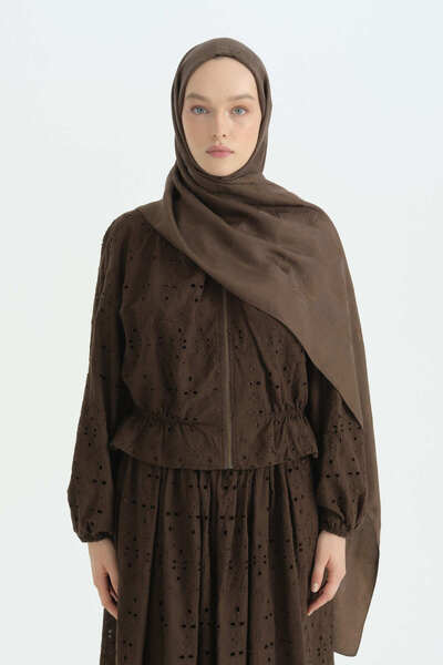 Nihan Cotton Naia Blend Natural Shawl - Dark Mink
