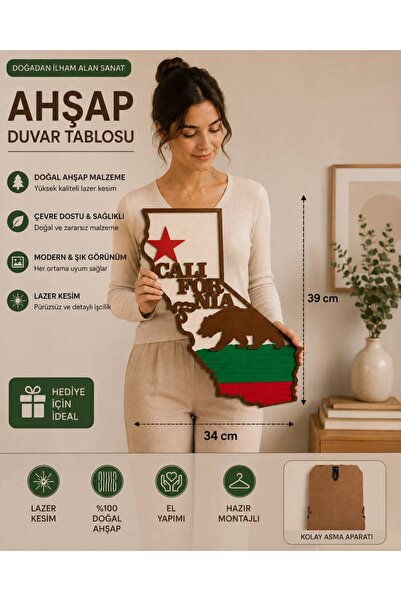 ROKH Doğal Ahşap Duvar Tablosu 3D Lazer Kesim Hediyelik Ev Ofis Dekoratif Hed...