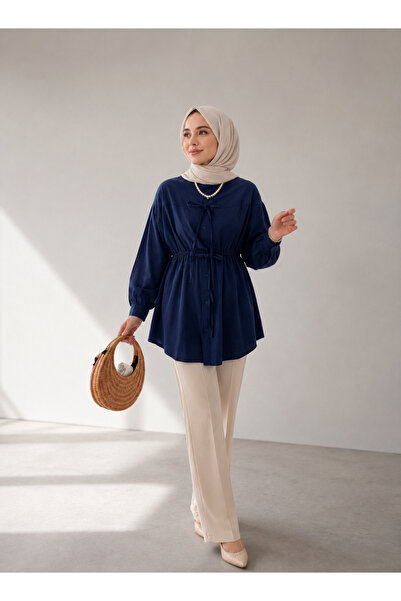 OK BLUME Women's Drawstring Detailed Hijab Shirt