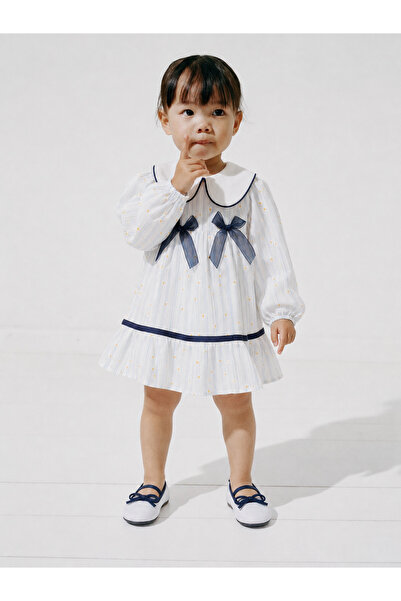Tifina Kids Baby Girl Dress with Bow Tie and Daisy Detail for Holidays, Speci...