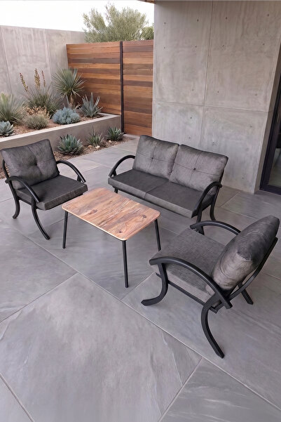 Bahçe Balkon Takımı Bahçe Mobilyası Metal Koltuk Takımı Kafe Mobilyası 2+1+1+Sehpa