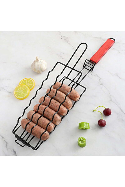 STARSTAR Stainless steel barbecue basket for hot dogs and sausages - non-stic...