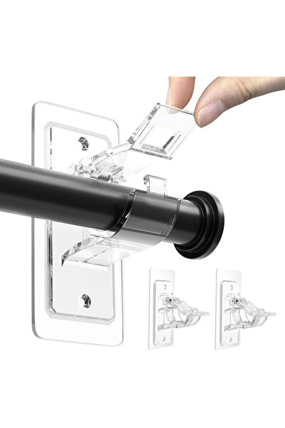 STARSTAR No-drill curtain rod brackets, 4-piece set, self-adhesive curtain ho...