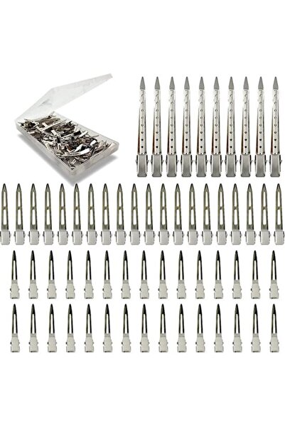 STARSTAR 60-Pack Silver Duckbill Hair Clips with Storage Box, Salon Styling A...