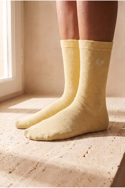 Katia&Bony Unisex K&B Embroidered Socks Yellow