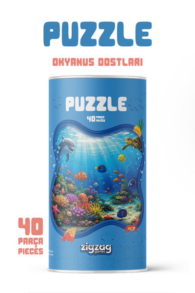 Zigzag Okyanus Dostları 40 Parça Çocuk Puzzle – Deniz Canlıları Temalı Eğitic...