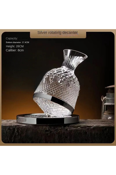 Choice 2-piece set High End Crystal Glass 360 Degree Rotating Decanter Drum 1...